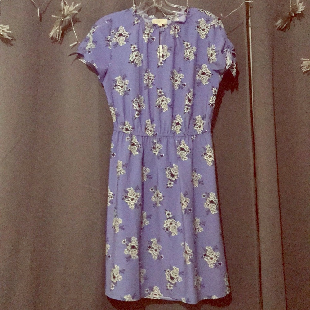 LOFT periwinkle floral short sleeve dress
